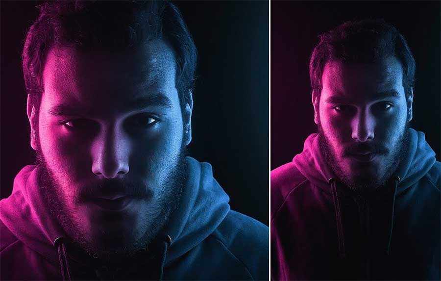 تکنیک تابش نور از دو جهت تصویر در فتوشاپ